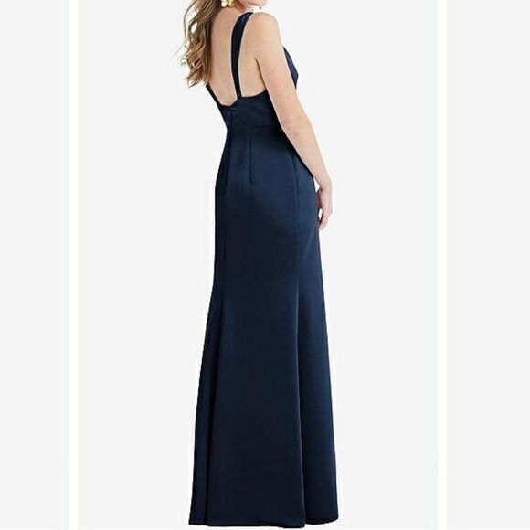 NWT Lovely x Dessy Collection Midnight Navy Twist Strap Slip Dress Size 16 - Picture 2 of 9